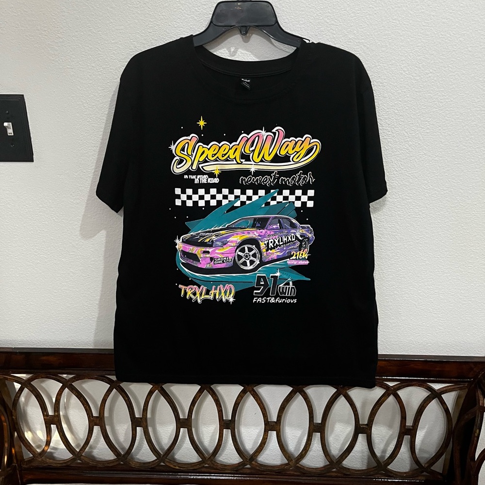 ROMWE Speedway Graphic Tee - Black